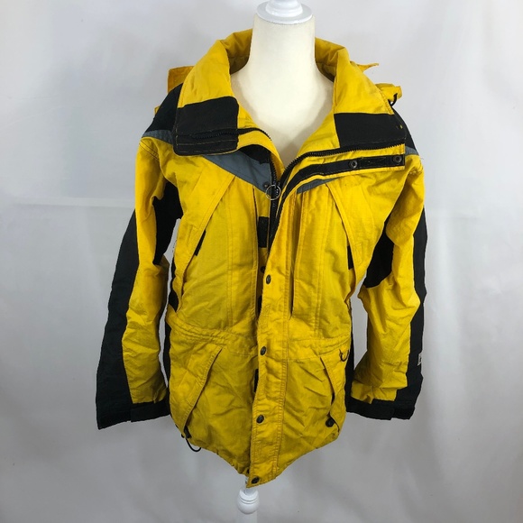 north face yellow ski jacket